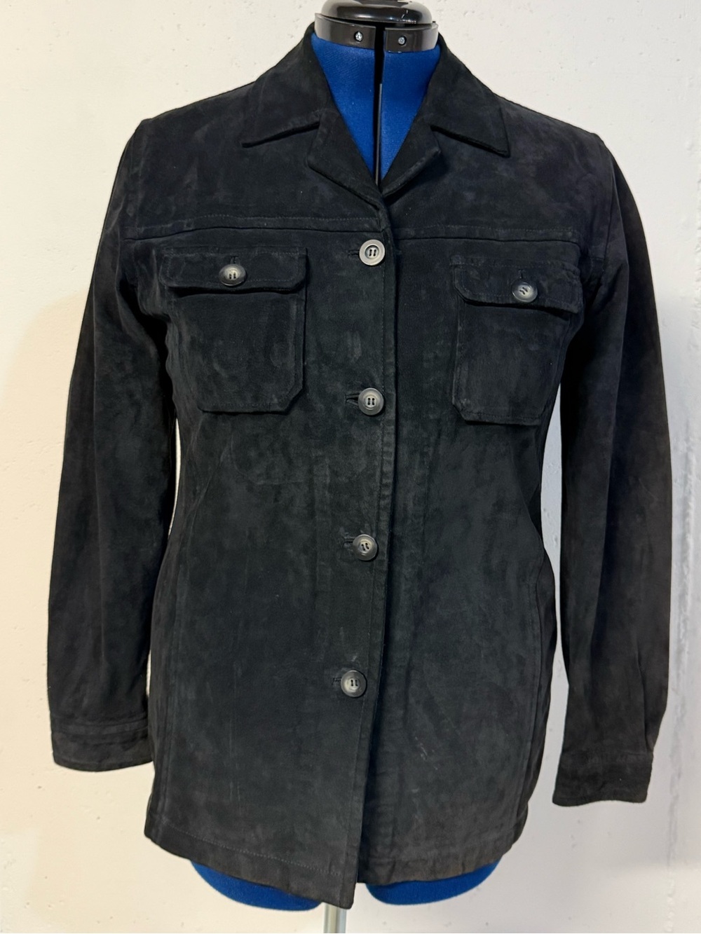 Tristan & Iseut Vintage Genuine Leather/Suede Shirt Jacket in Midnight Blue
